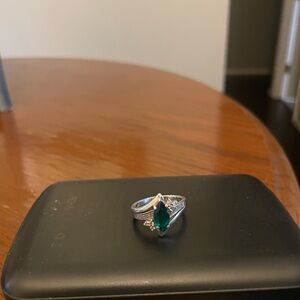 Silver Ring with Green Gemstone